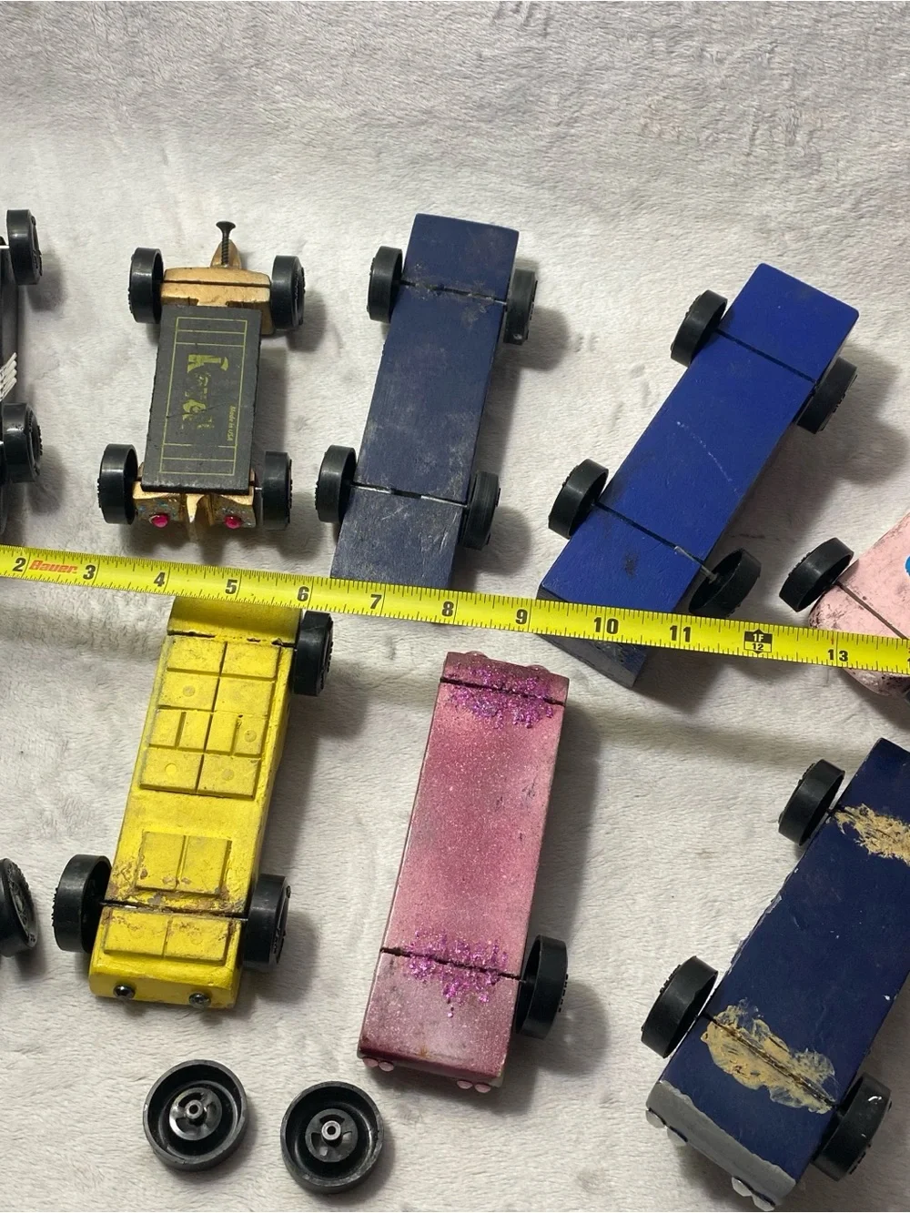 VINTAGE LOT of 9 Pinewood DERBY CARS PINECARS Cub Boy Scouts Wooden PINE CARS